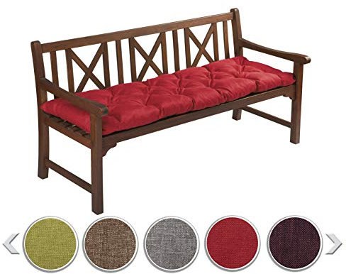 sunnypillow Bankauflage Outdoor - Bankkissen für Bank 180 x 50 cm - Sitzkissen für Hollywoodschaukel - Polsterauflage, Auflage für Gartenbank - Gartenkissen, Stuhlkissen für Gartenmöbel Rot