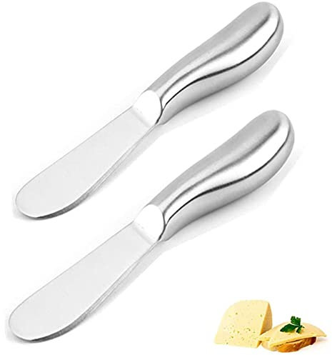 aoixbcuroc 2PCS Coltello da Burro Coltello da Formaggio in Acciaio Inossidabile Lucidato a Specchio Utensile da Cucina per Spalmare Burro Crema Formaggio