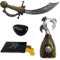 Kinder Piratenzubehör Set 5 teilig - Pirat Zubehör mit Schwert, Haken, Augenklappe, Münzen, Beutel | Für Piratenkostüm Karneval Fasching Motto Party | Piratenset Kostüm Accessoires Verkleidung H