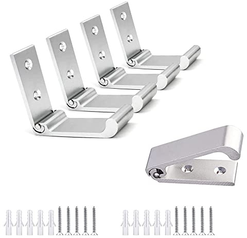 BDHI 5pcs Foldable Hooks Invisible Wall Mount Hook Wall Mounted Heavy Duty Aluminum Alloy Folding Coat Hooks with 10pcs Screws for Bedroom Entrance Holds up to Home Storage Hooks(Y107-5)