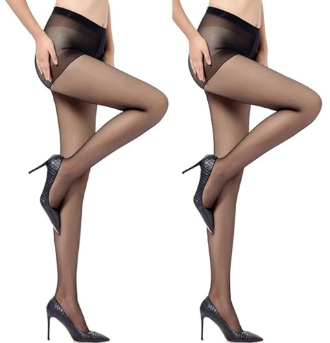 Aomig Collants Femme Transparents Taille Haute, Collant Femme Ventre Plat Confort, 5 deniers extra confort pour Fête Costumée, Halloween, les Vacances Spéciales, Noir(2PCS)