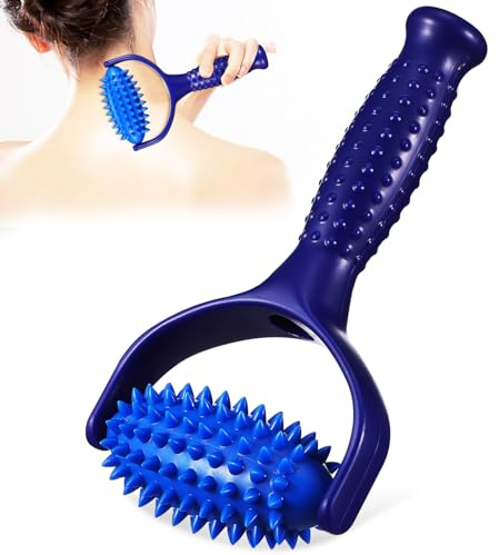 Lurrose Massage Balls Massage Roller with Handle and Nubs Massager Fascia Ball Self-Massage Roller for Body, Muscle, Relaxing
