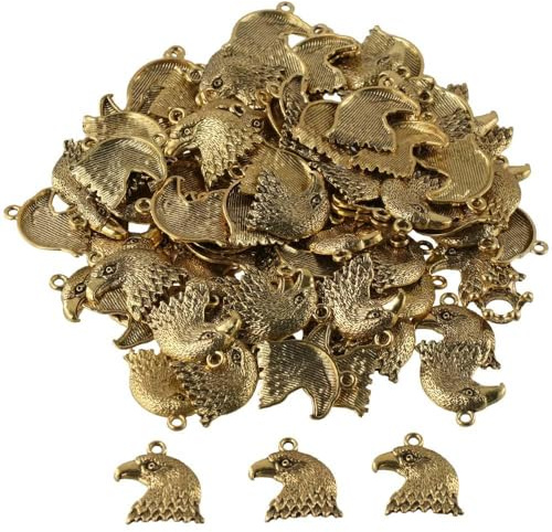 hobbyhub 100 ciondoli a forma di testa di aquila, in lega, ciondoli fai da te per la creazione di gioielli, accessori per braccialetti e collane fai da, Metallo non prezioso, Nessuna pietra preziosa