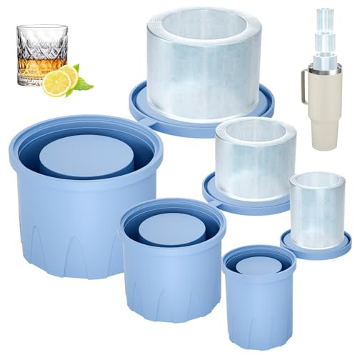 Stampo per cubetti di ghiaccio per Stanley Cup da 1,134 g, 850,5 g, 567 g, in silicone, con coperchio, 3 stampi a cilindro cavo, facile da riempire e rilasciare, per raffreddare cocktail, whisky,