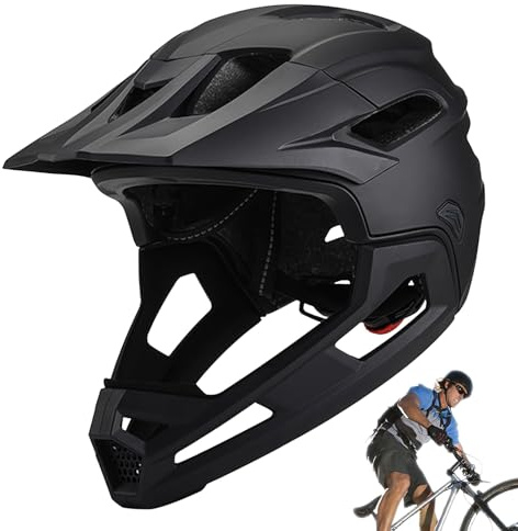 Casco De Bicicleta De Montaña para Adultos | Casco De Cara Completa A Prueba De Choque Unisex Ajustable, con Soporte De Visor Y Barbilla, Equipo De Protección Profesional para Andar En Bicicleta Al