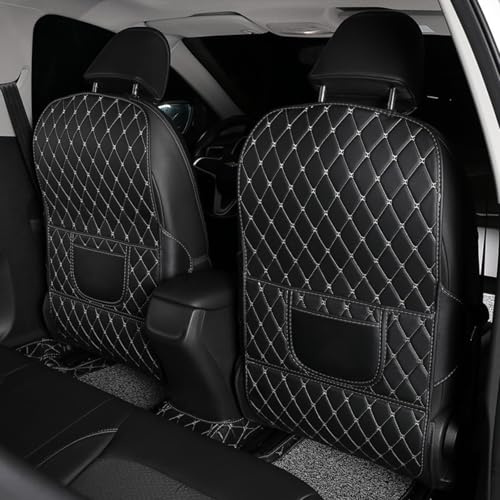 SANSHAOWUDI 2 Pièce Protecteur Dossier Siège Voiture pour Renault Mégane 4 (IV) B9A I 2016-2024, Dossiers Siège Avant Voiture en Cuir Imperméable Multifonctionnel Organisateur Sac de Rangement,A