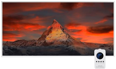 Behaglich Pannello Radiante Infrarossi 800W con Immagine - Riscaldatore a Infrarossi per Montaggio a Parete Fino a 120° -Termostato a Controllo Remoto - 10 Anni di Garanzia - Tramonto