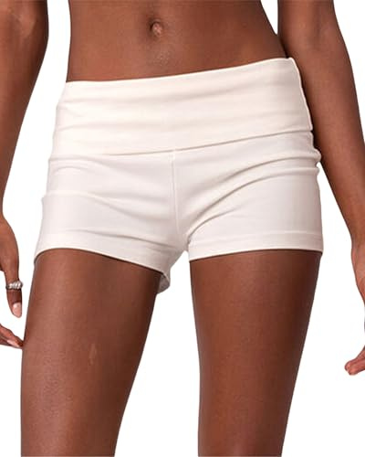 Short de pyjama Y2K pour femme - Taille basse - Taille élastique - Pliable - Mini short d'été - Imprimé rayé - Décontracté et confortable - Pantalon de nuit