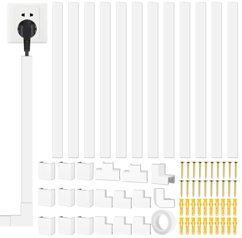 Freyeeti 10 canalina per cavi da 4 m, 24 x 14 mm, autoadesiva, barra dei cavi, incollaggio rapido e senza fori, per una gestione ordinata dei cavi a parete, TV, ufficio, casa