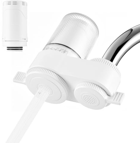 ERYUE Filtre à Eau de Robinet avec Purification en 7 étapes, Lavage à Contre-courant, Autonettoyant pour une Vie Saine, 5 Adaptateurs Inclus