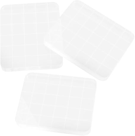 Gogogmee Set de 3 Bloques Acrílicos Transparentes para Sellos con Cuadrícula Tamaño 6X5 CM Herramienta para Scrapbooking Manualidades y Creación de Tarjetas DIY