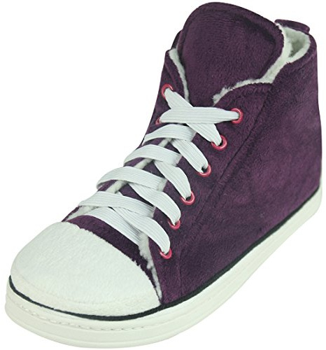 Home Slipper Women's Warm Winter Plush Indoor House Outdoor Sneaker Slippers Boots, Purple, 6 UK