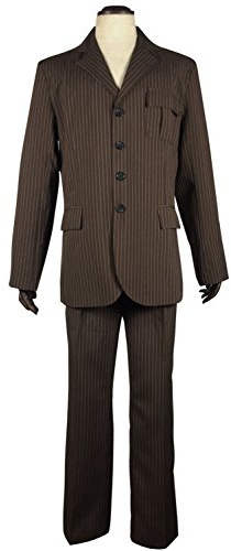 Pinlian Brown Pinstripe Suit blazer pants Halloween Cosplay Costume Female XXL