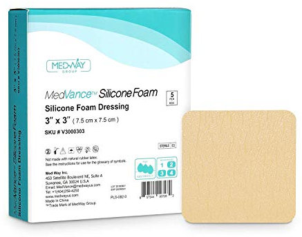 MedVance TM Silikon – Saugfähiger Silikon-Haftschaumverband, 3 x 3 Zoll, Schachtel mit 5 Verbänden