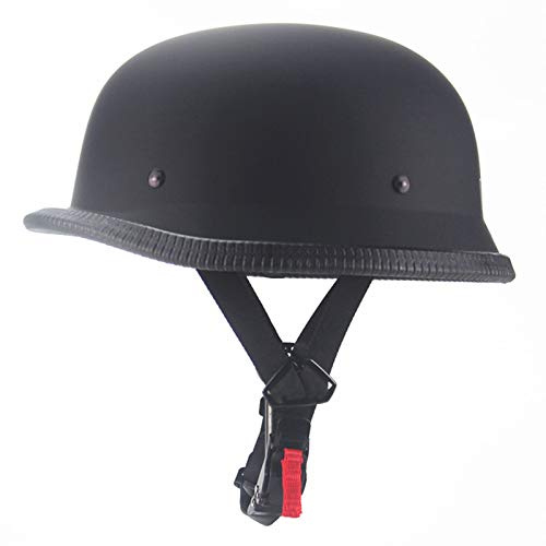 Casque de moto rétro, demi-casque de moto allemand, casque de pilote de motard, casque de pilote de moto, approuvé par le ECE, casque demi-coque d'été approuvé,Matte black,M