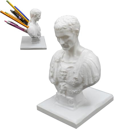 Shitafe Pot à Crayons Jule César, Porte-Crayon Décoration De Bureau, Porte-Stylo de Statue de Buste Jule César, Organisateur De Bureau Créatifs, Accessoires Décor De Bureau en Résine