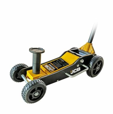 JCB 2.5 Tonne Aluminium Trolley Jack, Heavy-Duty Off-Road SUV Hydraulic Jack with Double-Piston Quick Lift, 525mm Max Height, Low-Profile Design & Large Terrain Wheels