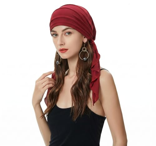 ZLYC Dam Chemo Turban mössa förbunden huvudduk Headwraps lätt hatt | Lätt andningsbar