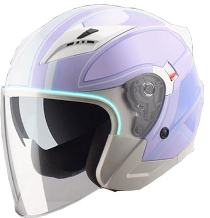 JATIBOSH Respirant Anti-Rayures Classic Casque Moto avec Visière, Facile À Utiliser RéTro Demi Casque avec Mentonnière Réglable, pour Adapté Aux Motos ÉLectriques Scooters ECE Certifiés