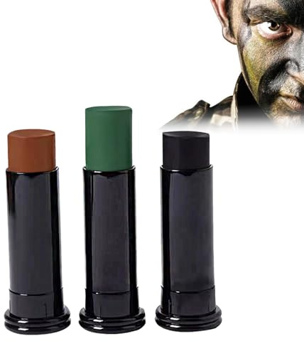 Hppsctink 3 Pezzi Camouflage Face Paint Sticks Kit, 3 Colori Vernice per Camuffamento Facciale, Mini set di Pittura per il Viso, Pittura del viso e del corpo, face paint