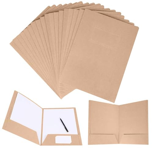 Carpeta de Archivos A4,Carpeta de Papel Kraft A4, Carpetas de Presentacion con 2 Bolsillos, Carpetas Carton con Solapa para Documentos, Reuniones, Presentaciones