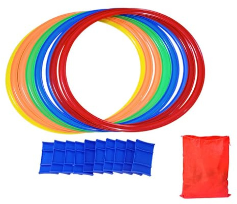 Colcolo 10 Piezas de Aros de Rayuela, Juego Creativo para Niños y Niñas, Juego de Saltos, Lanzamiento de Pufs para Jardín y Patio Trasero, 28cm