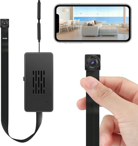 QZT Mini Cámara WiFi 1080P, Compacta y Sin Cables. Batería Recargable, App para Ver en Tiempo Real y Grabación 24/7.Gran Angular de 2,4 GHz