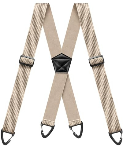 Hidden Braces For Men 1.6 Inch Wide X Back Adjustable Elastic Men'S Suspenders Under Clothing With 4 Snap Loop For Jeans Pants Beige Braces