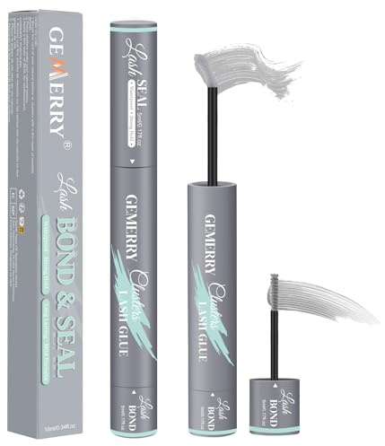 GEMERRY Colla Ciglia Finte Ciuffetti Bond e Seal Ciglia Grigio 2-in-1 Bond & Seal Colla per Ciglia Finte Durata 72 ore+ Impermeabile | Nuoto e Bagno | Senza Lattice