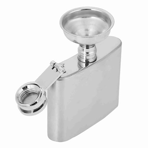 Fiaschetta in acciaio inossidabile, fiaschetta portatile per vino e whisky con imbuto Elegante contenitore per bottiglia di alcol tascabile per whisky per feste di compleanno in (Brocca da 2 once + 1