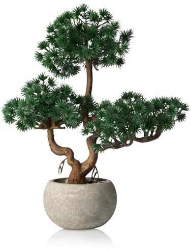 HPNIUB Five Needle Pine Bonsai Potted Plant Stone Pot Zen Decor
