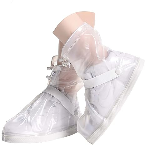 Sepikvin Cubre Zapato Impermeable, Reutilizable Suela Antideslizante Gruesa con Cremallera Fundas Zapatos, Mantiene los Zapatos Secos para Ciclismo, Pesca y Caminar en Lluvia, Nieve y Barro (3XL)