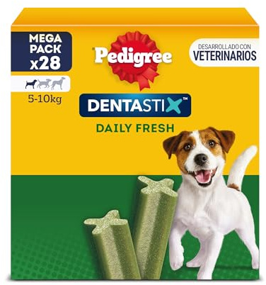 Pedigree Dentastix Fresh Snack Dental para la Higiene Oral y contra el Mal Aliento de Perros Pequeños (4 Paquetes de 28ud)