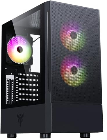 Itek Caja SIISBE 3.0 - Torre Media para Juegos, Ventilador ARGB de 3x12 cm, USB3, Panel Lateral Temp Glass con bisagra