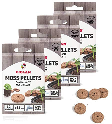 Biolan umweltfreundliche Moospellets ohne Torf für die erfolgreiche Keimung von Saatgut - 48 Stüc