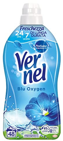 Vernel Blu Oxygen Ammorbidente Lavatrice Concentrato Profumato, Intensa Freschezza e Morbidezza, confezione da 1,2 litri