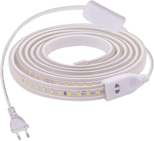 MUNDDY®- TIRAS DE LED MANGUERA LUZ 120 Chips/Metro SMD2835 Potencia 11W/M 3000K 4000K 6000K 220V Para INTERIOR Enchufe Incluido ALTA ILUMINACION (1 Metro, 6000K Blanco Frío)