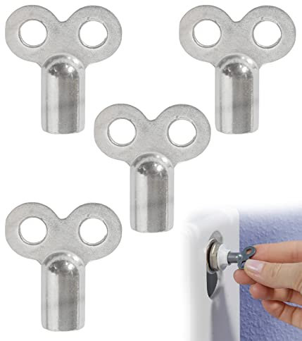 4pzs Chiavetta termosifone, Valvole sfiato termosifoni, Chiave spurgo termosifoni, Sfiato termosifone, Chiave per termosifoni, Compatibile con la maggior parte dei dissipatori di calore(Argento)