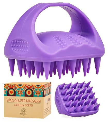 Beauty's Cult Massaggiatore Cuoio Capelluto in Silicone - Spazzola Shampoo Esfoliante con 25 Punte - Stimola Crescita Capelli e Rilassa la Testa