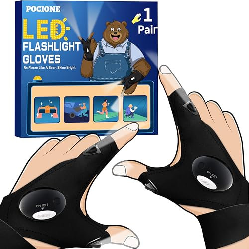 POCIONE Kleine Geschenke für Männer Weihnachten - Männergeschenke Led Handschuhe mit Licht Angelzubehör Camping Gadgets Angler Geschenk Mann Geburtstagsgeschenk, Männer Adventskalender