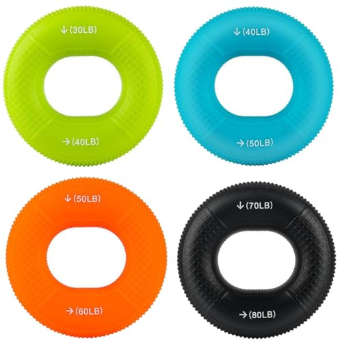 Lot de 4 Renfort de Préhension de la Main, Entraîneur de Force de Préhension, Entraînement des Mains Pour Entraînement Musculaire Sport Escalade Fitness