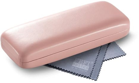 FEFI - Stabiles Hardcase Brillenetui in Pastell-Farben mit Brillenputztuch (Rose)