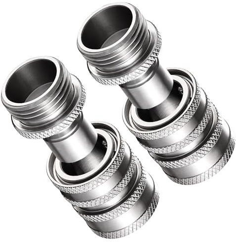 FENG PAI Garden Hose Quick Connect Fittings, 3/4 Thread Stainless Steel Water Hose Quick Connect Set, 4PCS Garden Hose Connector Set Great for RV or Pressure Washer