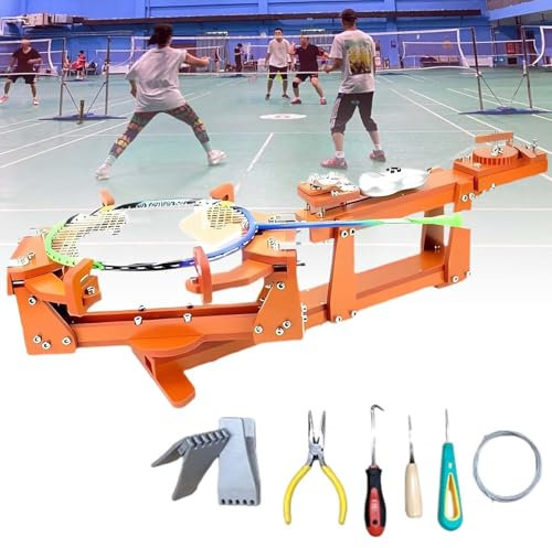 JMbpkduHs 360° Drehbare Tischschläger-Besaitungsmaschine Mit Zubehör, 6-Punkt-Fixierung, 30-Pfund-Badminton-Besaitungsmaschine, Für Selbstgemachte Squash-, Tennis- Oder Badmintonschläger