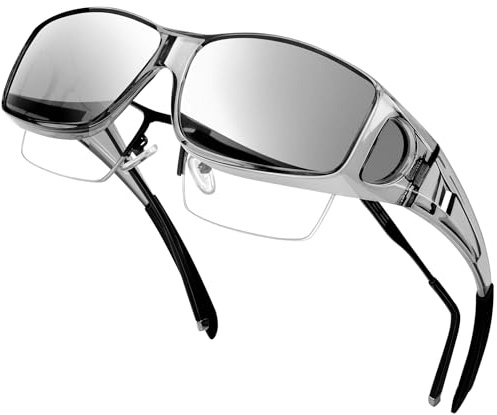 KANASTAL Surlunettes de Soleil Homme Femme Rectangulaire Argenté Gris