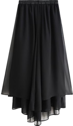 Zghhc Jupe-Culotte en Mousseline De Soie pour Femmes, Pantalon Palazzo Ample Plissé À Jambes Larges, Pantalon Fluide De Danse, Adapté À Danseuse Classique De Yoga