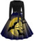 Halloween Kostüm Damen Retro Kleidung Damen Temperament Langarm Gebundene Taille Tunika Festlich Rundhals Teufel Swing Gastkleider Abendkleid Kurz Sexy (Black, XL)