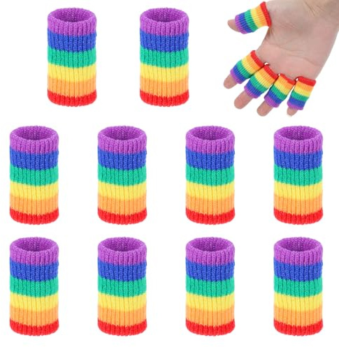 Yuanchu Crochet Finger Guard, 10 PCS Finger Covers Compression Finger Sleeves Elastic Knitting Finger Protector Breathable Protectors Sport Arthritis Swelling Cushion for Writing