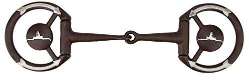 NutriEss Mors de Filet Equestrian à Anneaux Mobiles avec incrustations de cuivre, Mors à mâcher Western Antique, Mors à Joues Pleines avec Anneau en D pour l'entraînement à