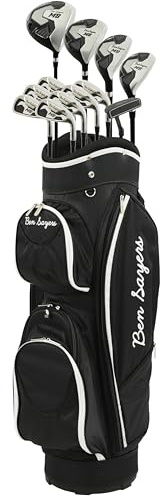 Ben Sayers M8 13-Piece Golf Package Set | Complete Ladies Set | Full 12 Clubs Graphite Shafts with Cart Bag | Driver, Woods, Hybrids, Irons, Wedges & Putter | Right Hand